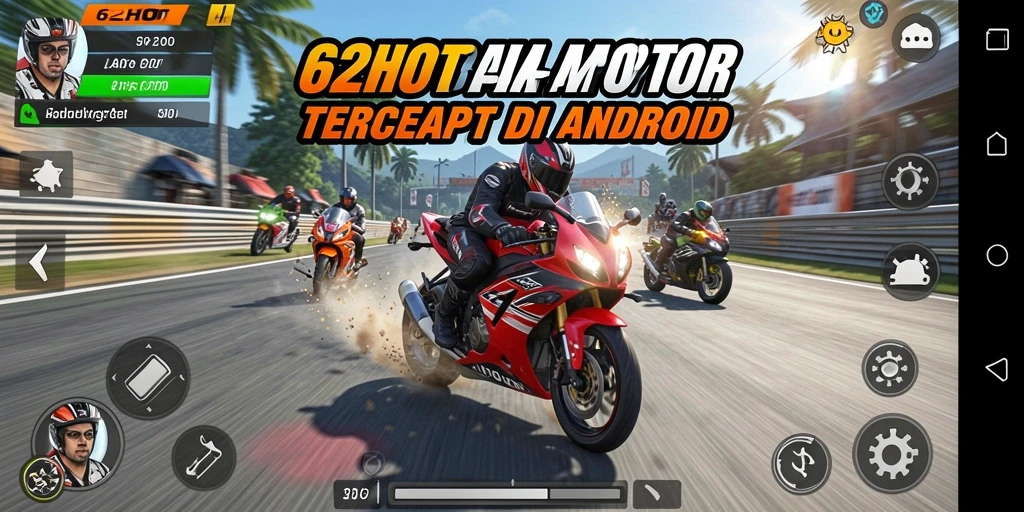 Tampilan gameplay balapan motor seru dan menegangkan dari 62HOT.