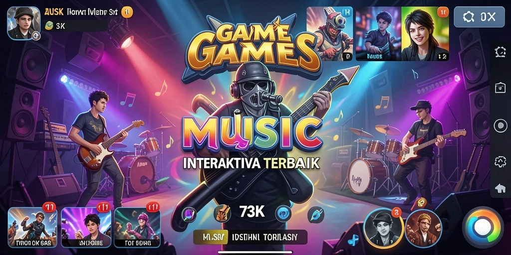 Screenshot gameplay 73K menampilkan interaksi musik yang menarik dan menyenangkan.