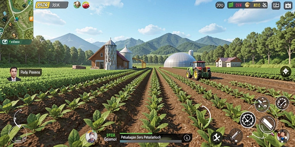 Tampilan gameplay seru di dunia pertanian modern 99ZK.