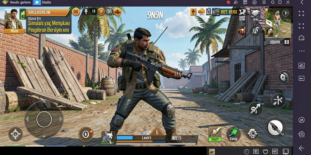 Pengambilan gambar gameplay 9N9N yang penuh aksi dan strategis.