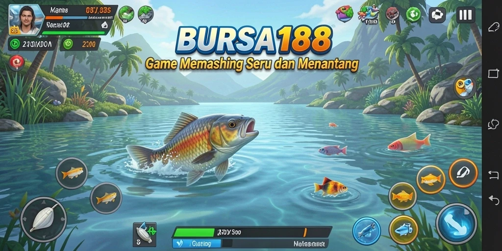 Tampilan memukau dari gameplay BURSA188 saat menangkap ikan.