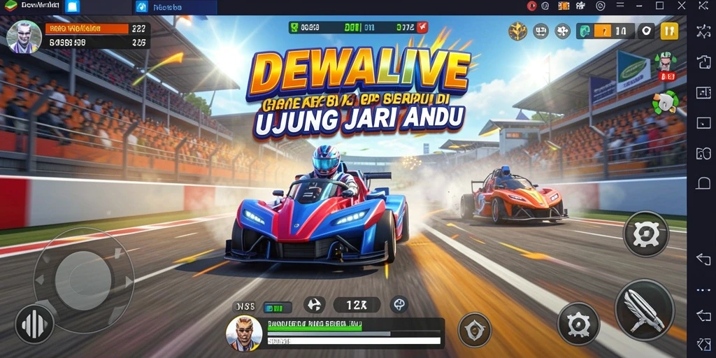Screenshot gameplay DEWALIVE yang menampilkan aksi balap mendebarkan.