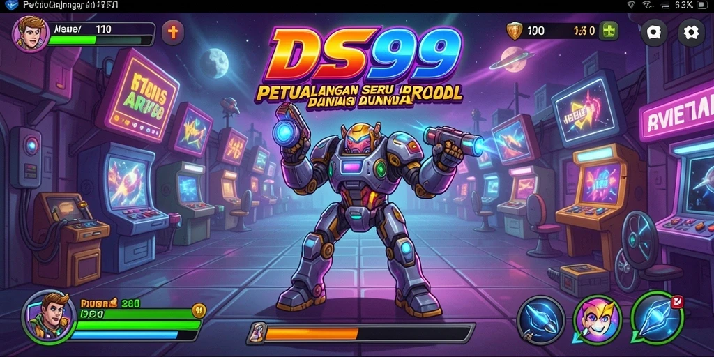 Tangkapan layar utama DS99 yang menampilkan aksi seru gameplay Arcade.