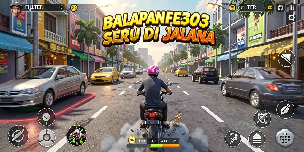 Screenshot utama menunjukkan aksi balapan yang cepat dan mendebarkan.
