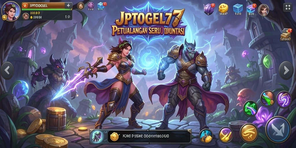 Tampilan gameplay JPTOGEL77 menampilkan petualangan seru di dunia fantasi.