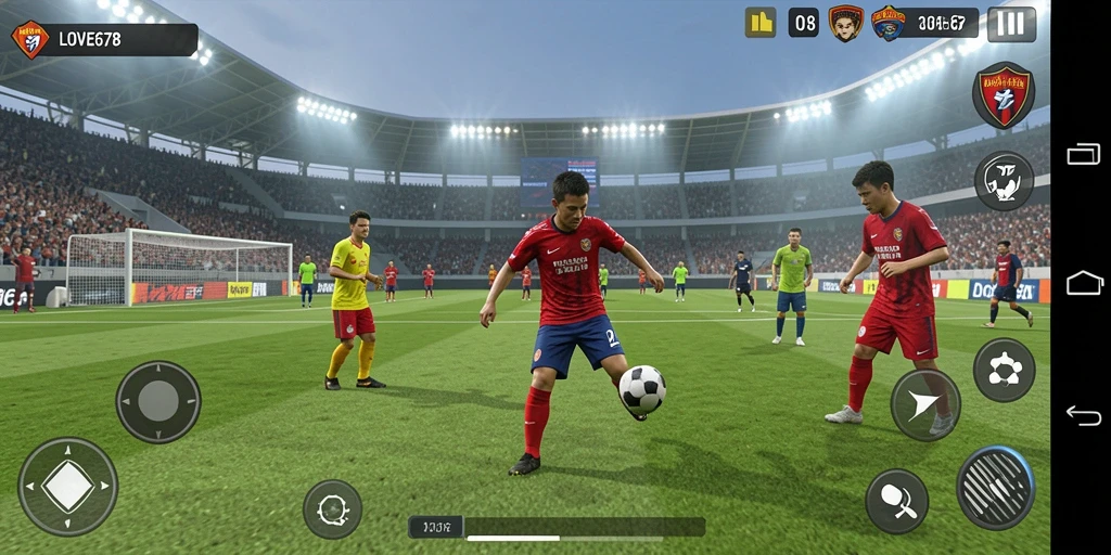 Screenshot LOVE678 menampilkan pertandingan sepak bola yang mendebarkan.