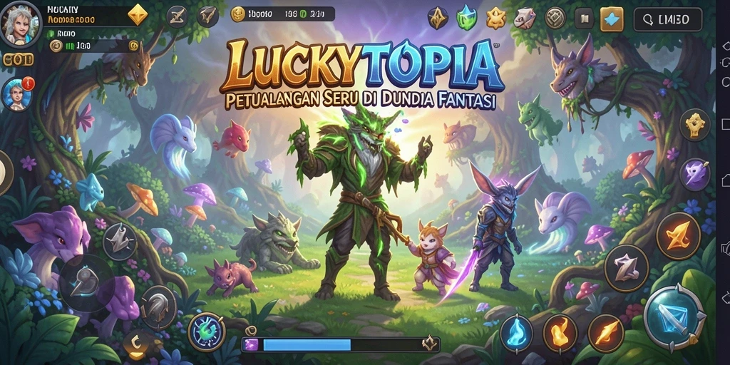 Gameplay seru LUCKYTOPIA dengan petualangan menegangkan.