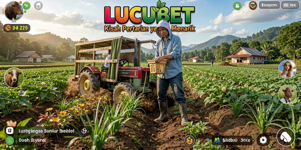 Tampilan gameplay LUCUBET saat mengelola ladang pertanian.