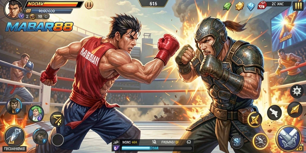 Tampilan gameplay epik dalam permainan Fighting MABAR88.