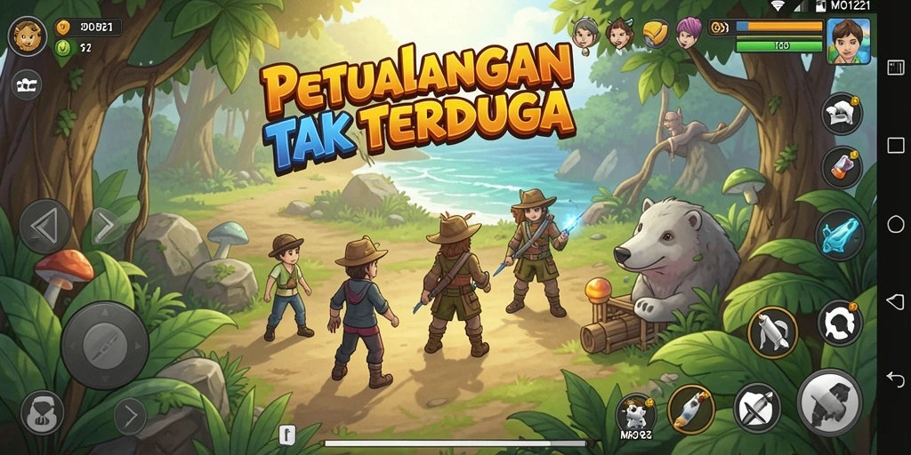 Tangkapan layar MPO1221 menunjukkan aksi seru dalam petualangan.