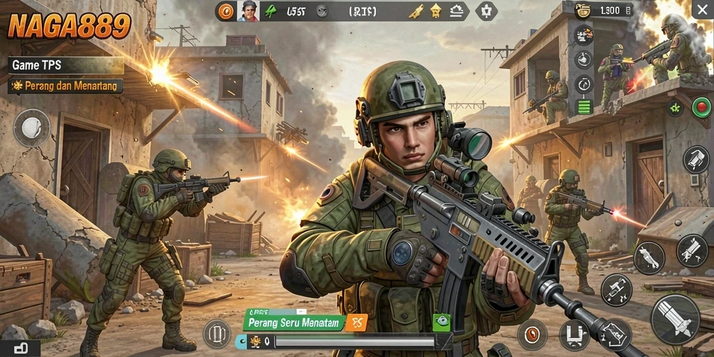 Tampilan gameplay seru NAGA889 dengan aksi pertarungan nyata.