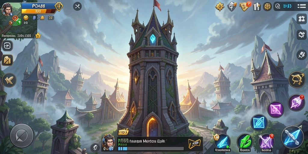 Screenshot utama POA88 yang menampilkan aksi pertahanan menara yang mendebarkan.