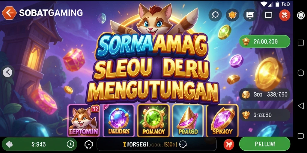 Tampilan tampilan antarmuka permainan Slot SOBATGAMING yang menarik.