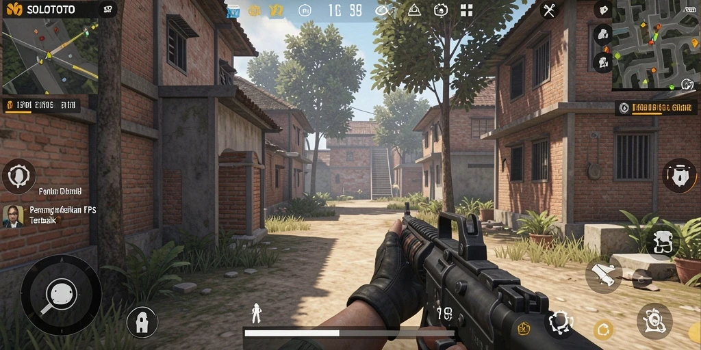 Tangkapan layar <strong>SOLOTOTO</strong> menampilkan aksi menembak yang seru dalam gameplay FPS.