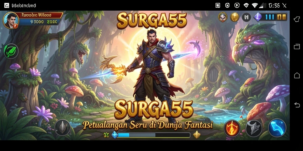 Screenshot menunjukkan petualangan mendebarkan di dunia SURGA55.