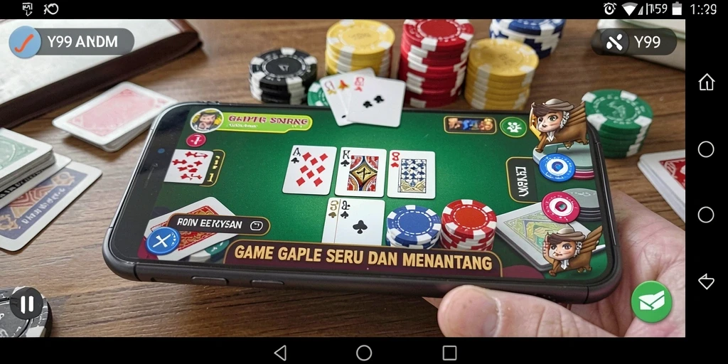 Tangkapan layar utama Y89 menampilkan permainan Gaple yang seru dan interaktif.